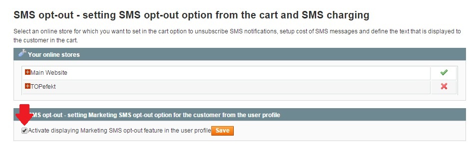 Marketing SMS opt-out activation